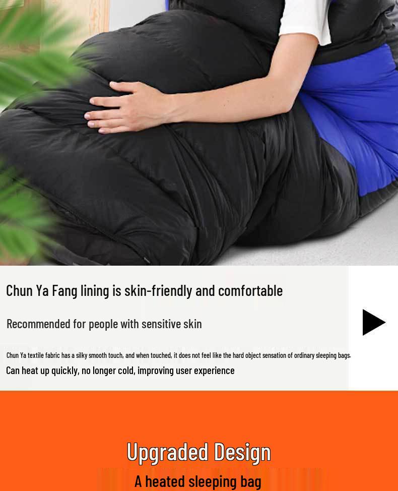 USB Heated Washable Sleeping Bag for Adults - Thickened, Warm, and Cold-Protective for Spring, Autumn, and Winter Camping.