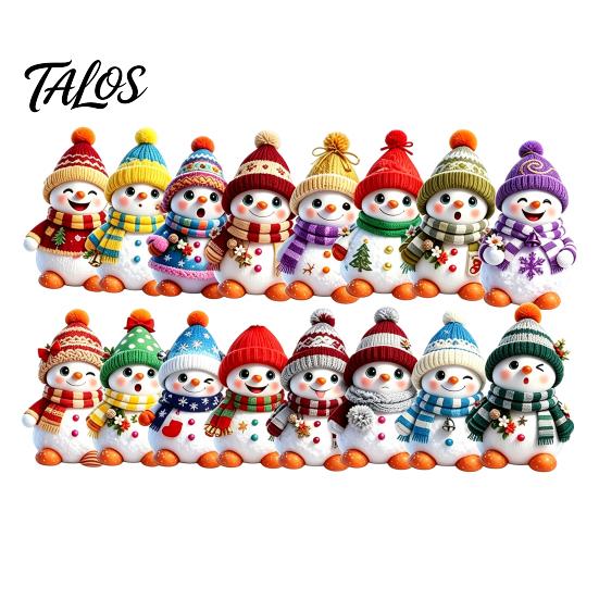 Durable Wood Pendants 16PCS Wooden Christmas Snowman Pendants, Colorful 2D Flat Hanging Ornaments, Cute Decor Knitted Hats And Scarves Figures