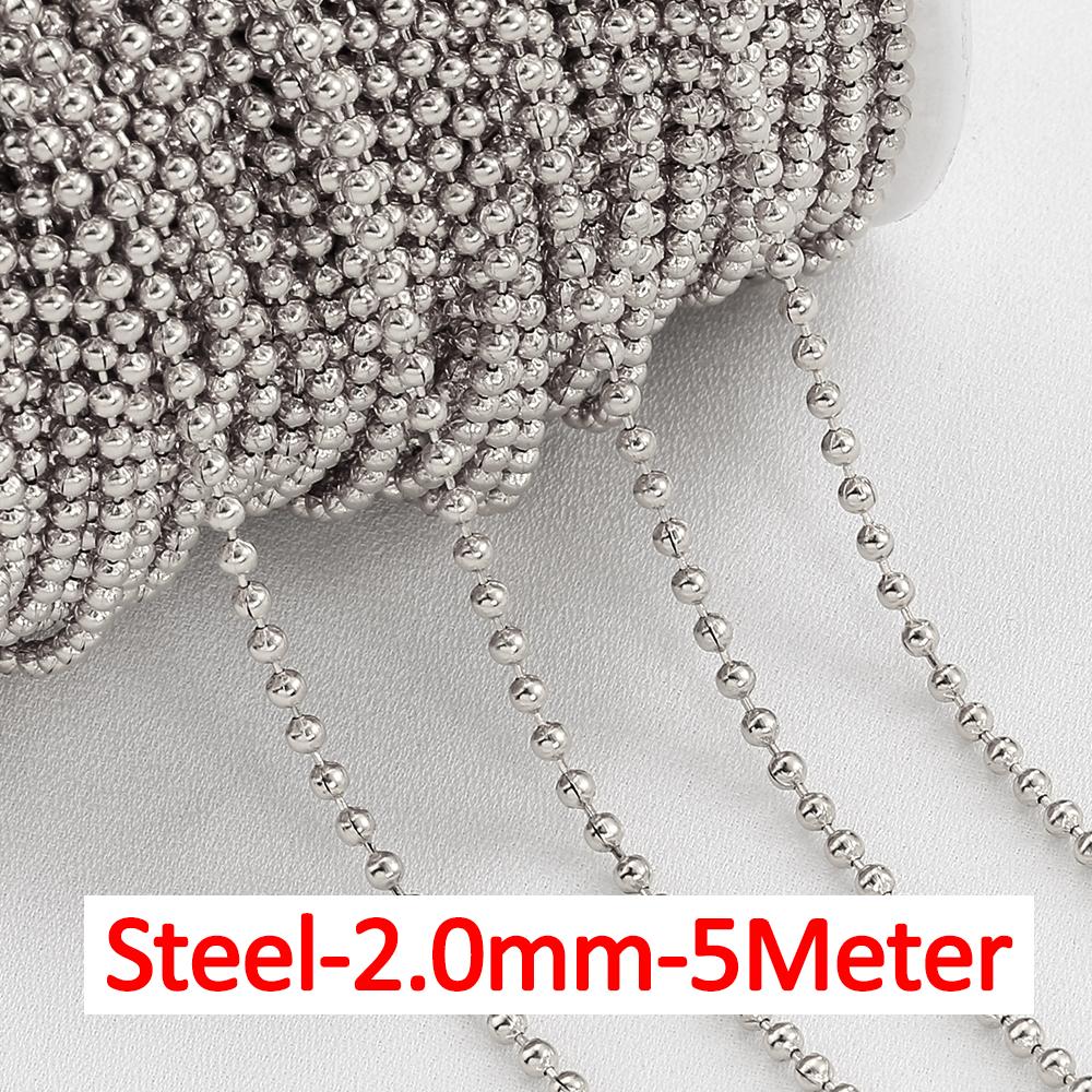 5 Meter 2 Meter Edelstahl Kugelkette Perlenketten für Armband Halskette DIY Schmuckherstellung Zubehör Großhandel