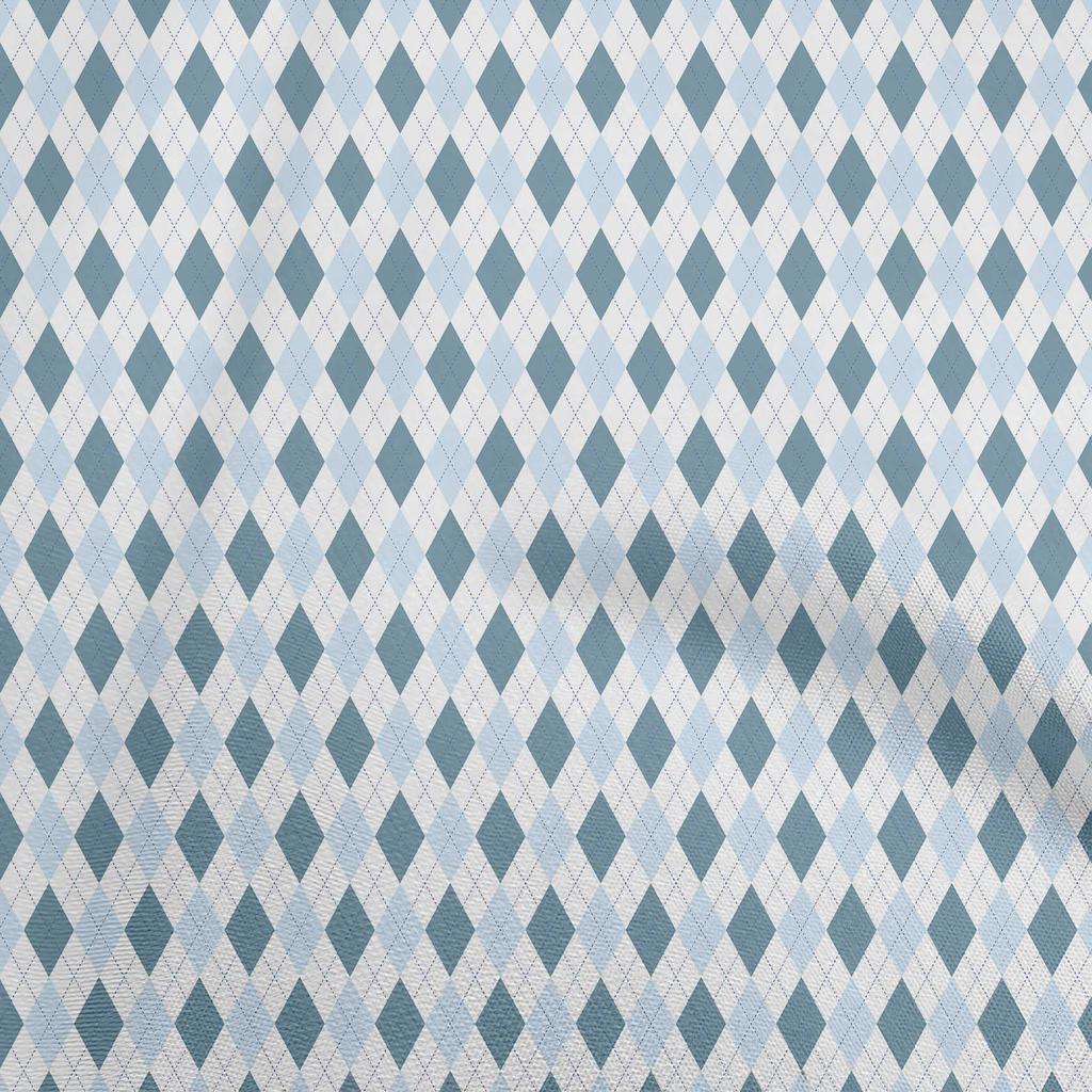 oneOone Cotton Flex Dark Teal Blue Fabric Check Argyle Dress Material Fabric Print Fabric By The Yard 40 Inch