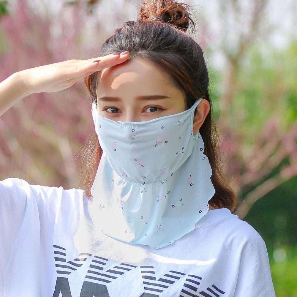 Flower Pattern Ice Silk Mask UV Protection Face Gini Mask Breathable Face Cover  Hiking
