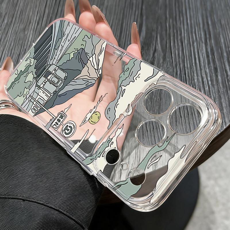 Anime Style Mountain Pattern Case For iPhone 17 Pro Max Coque iPhone 16 15 14 13 12 Pro Max 11 Clear TPU Silicone Soft Cover