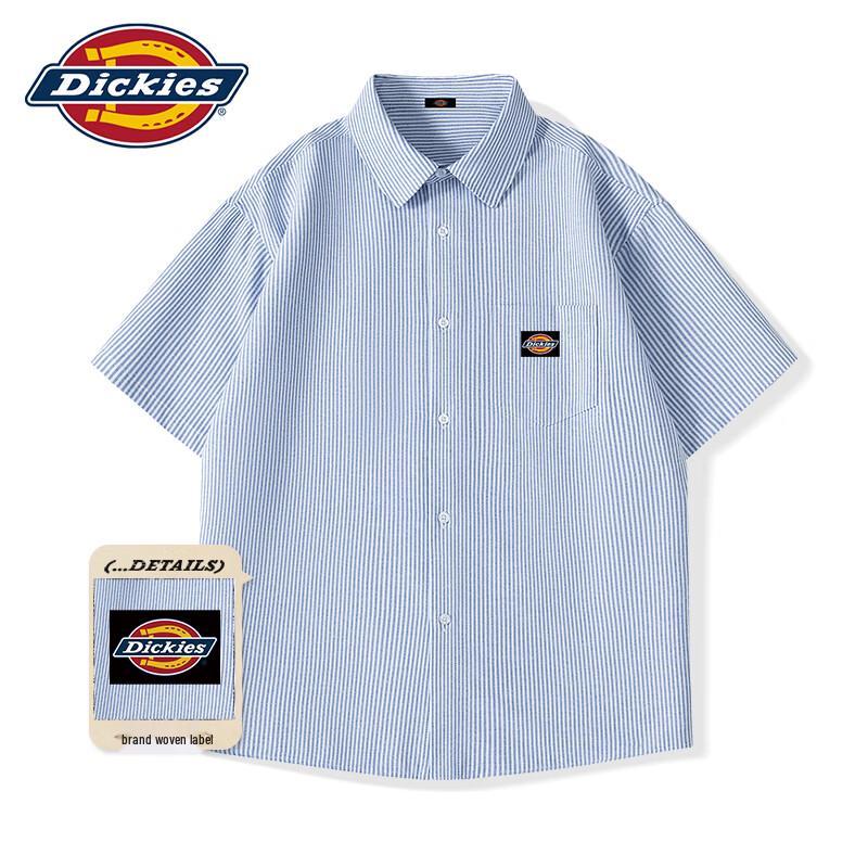 Dickies Men's Short Sleeve Striped Casual Shirt