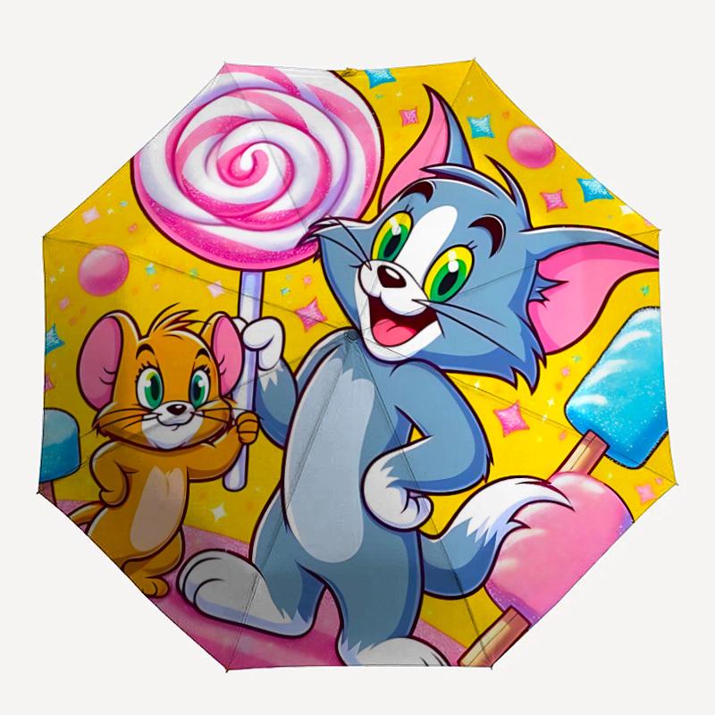 

1pc Tom Jerry Sweets Automatic Open/close Umbrella, Heavy-Duty Iron Frame, Folding Portable Design, Travel, Everyday Use164