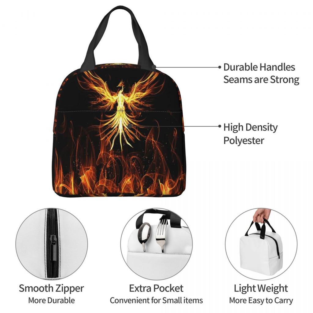 Majestic Phoenix Mythical Bird Insulated Lunch Bag for Women Children Portable Food Boxes Thermal Lunch Box Tote