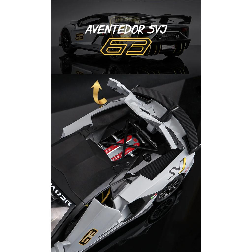 1/24 Lamborghinis Aventador SVJ63 Modelo em Liga Leve Carro Brinquedo Diecasts Fundição de Metal Som e Luz Carros Brinquedos para Crianças Veículo