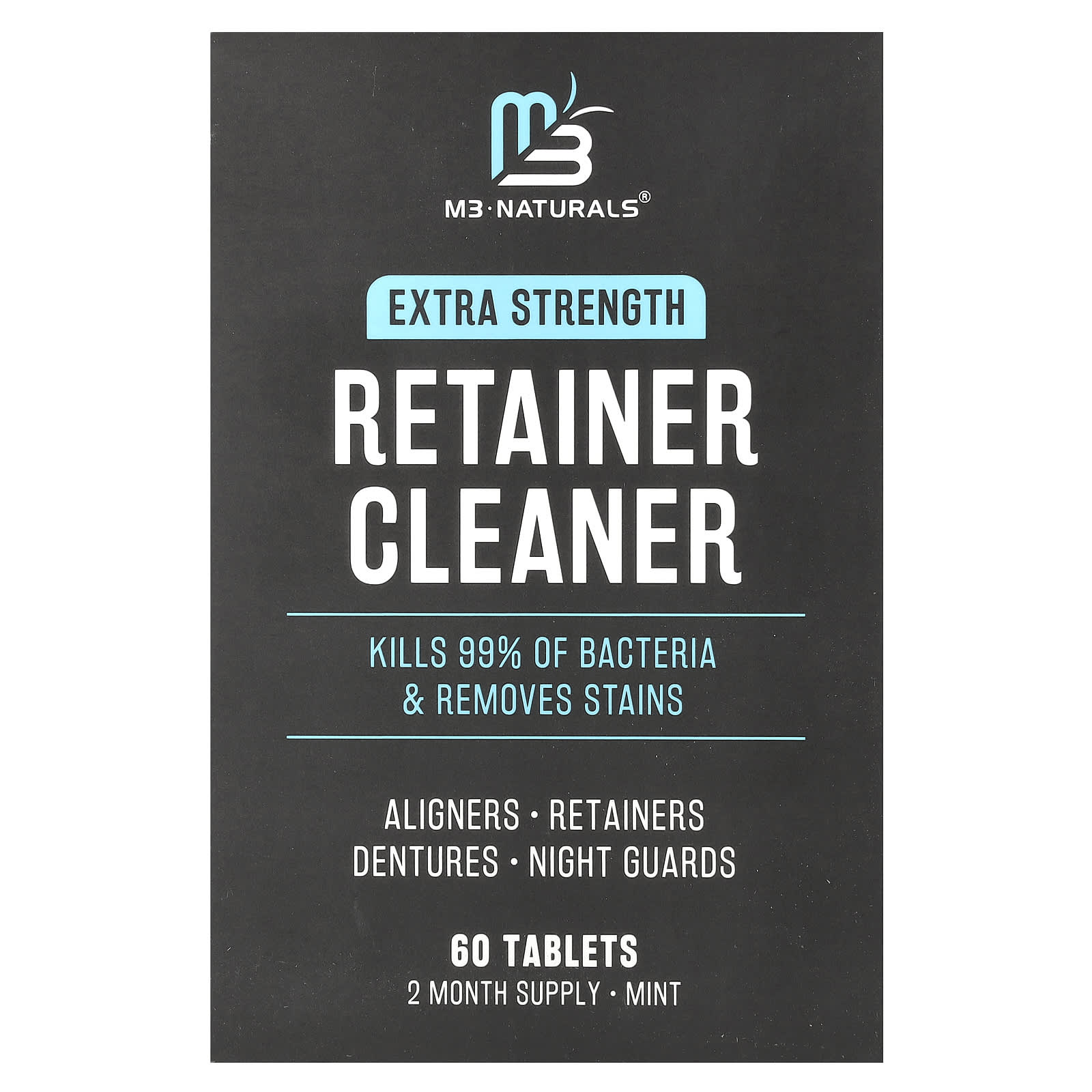 

M3 Naturals, Retainer Cleaner, Extra Strength, Mint, 60 Tablets