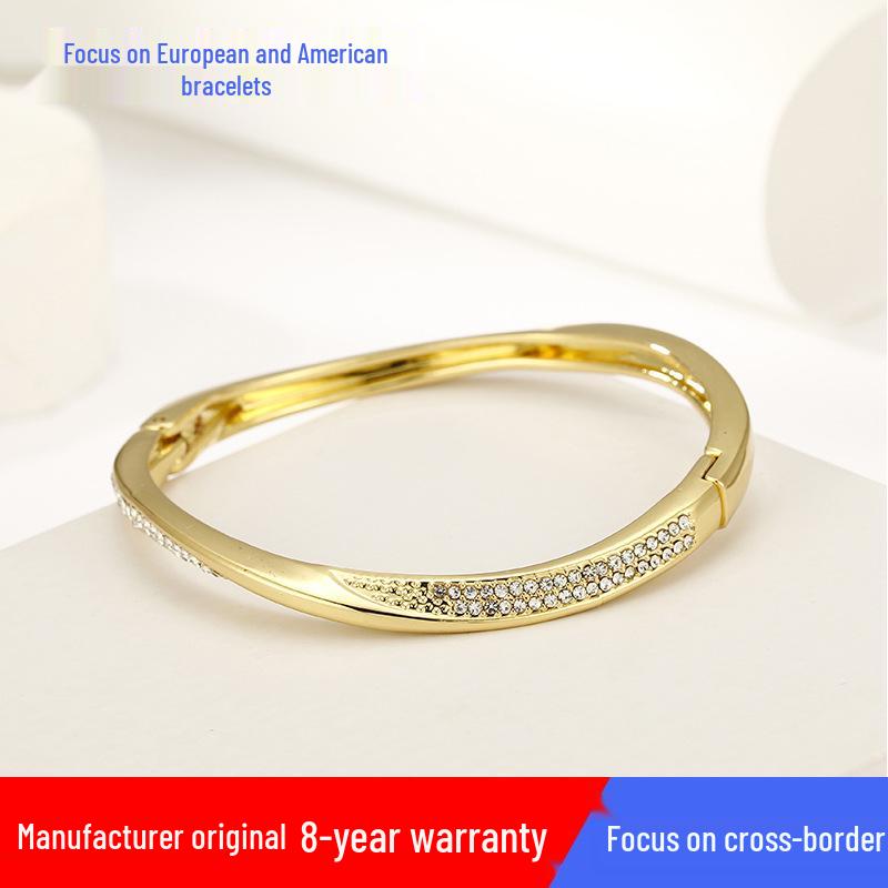 High-End Exaggerated Rose Gold Open Bangle for Women