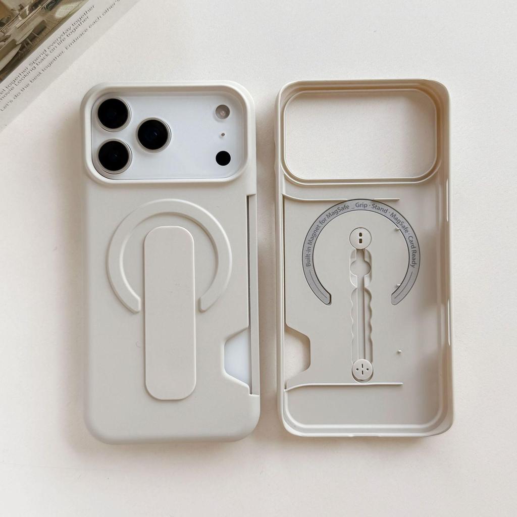 Matowe Magnetyczne Etui Apple 17 Pro Max z Niewidocznym Stojakiem i Uchwytem na Karty do iPhone 16/15/14