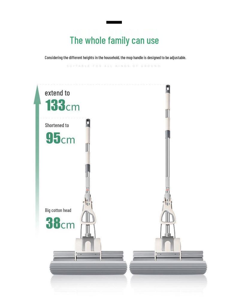 2025 Hands-Free Large Stainless Steel PVA Absorbing Floor Mop