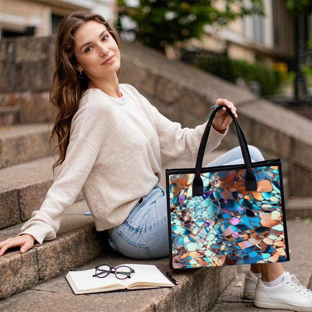 Iridescent Mosaic Stylish Tote Bag for Daily Casual Commute Use