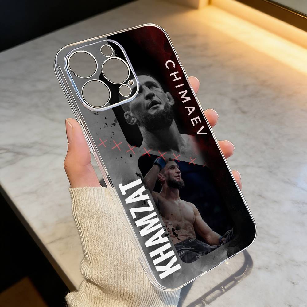 the eagle K-Khamzat Chimaev Phone Case Transparent Silicone Soft For iPhone 17 16 15 14 13 12 11 Mini Pro Max Plus