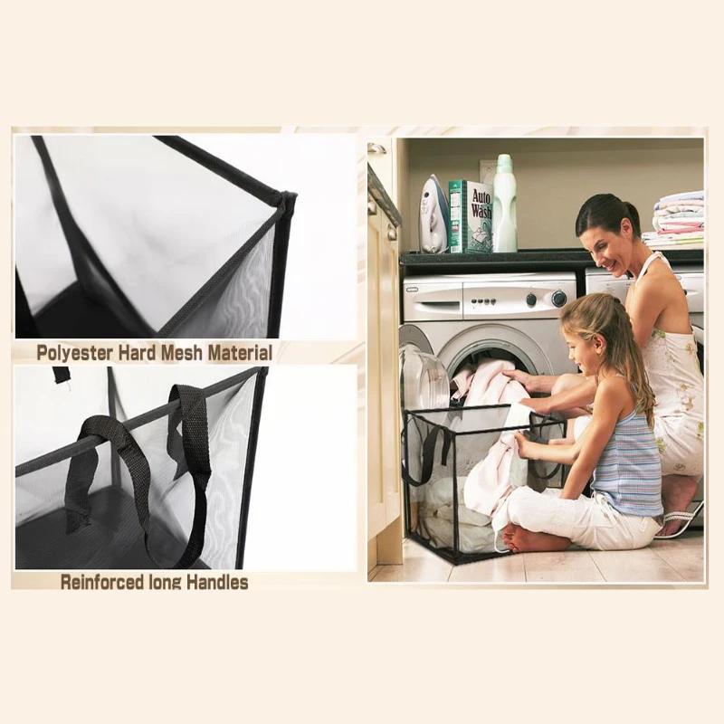 Large Capacity Multifunctional Organizer Foldable Laundry Basket Dirty Clothes Breathable Mesh Baskets for Travel and Home