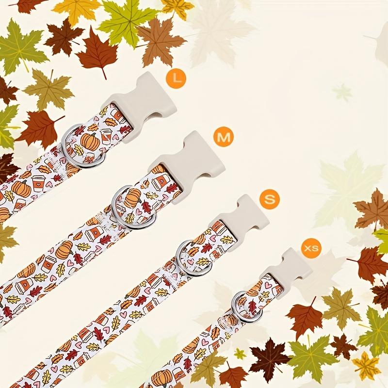 1pc Dog Collar, Polyester Adjustable Collar with Pumpkin & Coffee Cup Print, Festive Neck Strap for Small To Medium Breeds