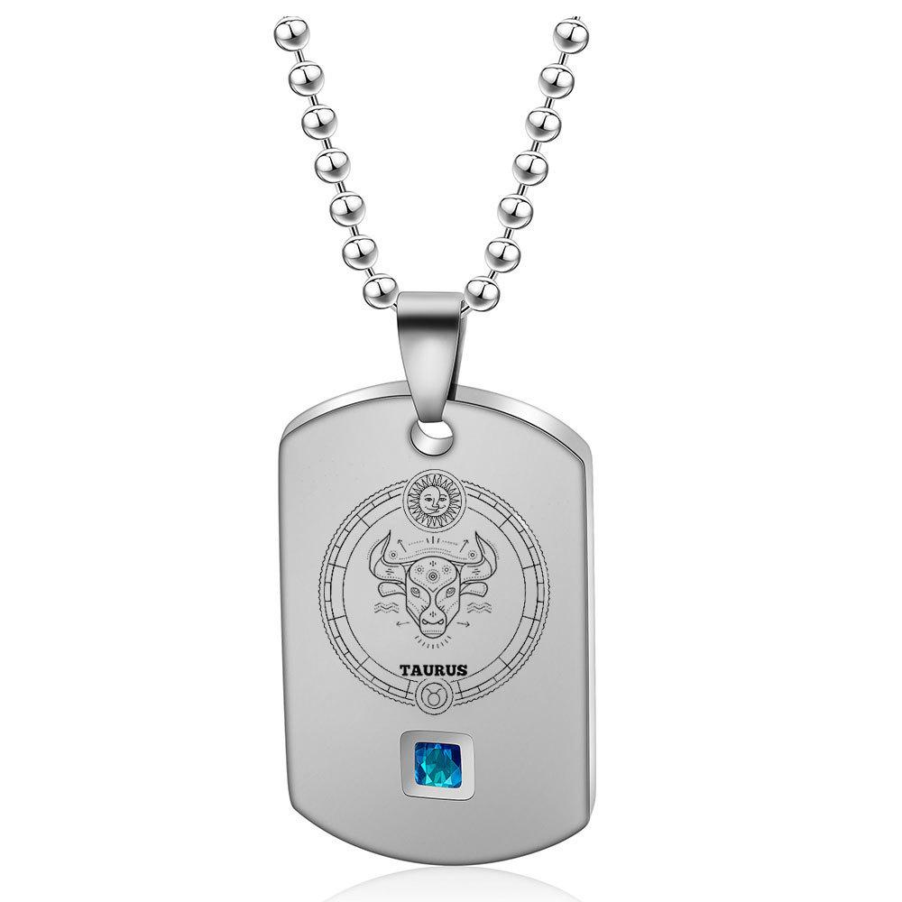 12 Constellations Glossy Military Brand Laser Engraving Fashion Necklace Couple Fashion