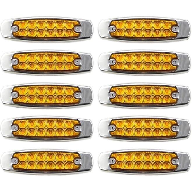 10 шт. 12 В 24 В 12 светодиодных водонепроницаемых габаритных огней для грузовиков, прицепов, караванов, автобусов, лодок - Решение для габаритного освещения(10x Желтый) 10x yellow