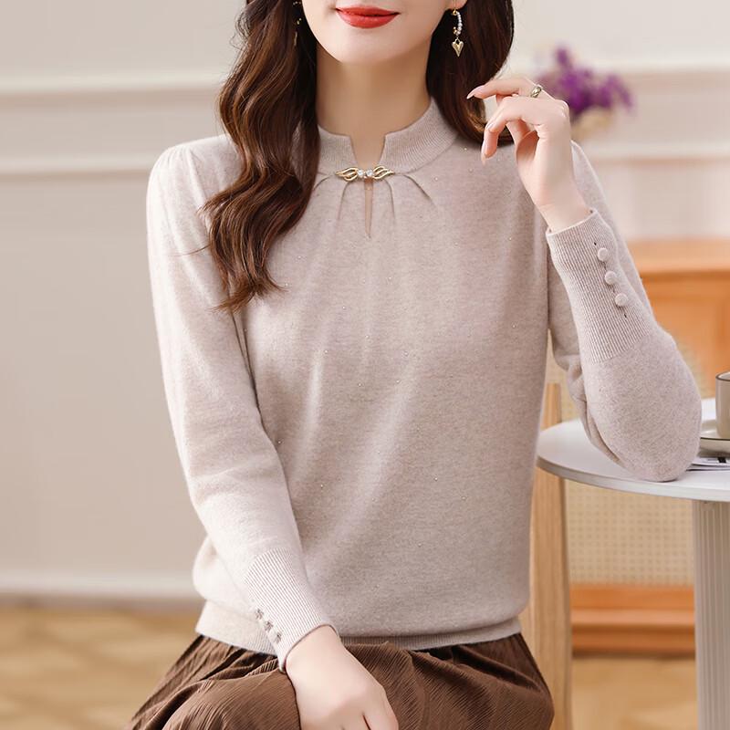 

Женский свитер Fengxun в новом китайском стиле из 100% мериносовой шерсти с застежкой-лягушкой 2XL