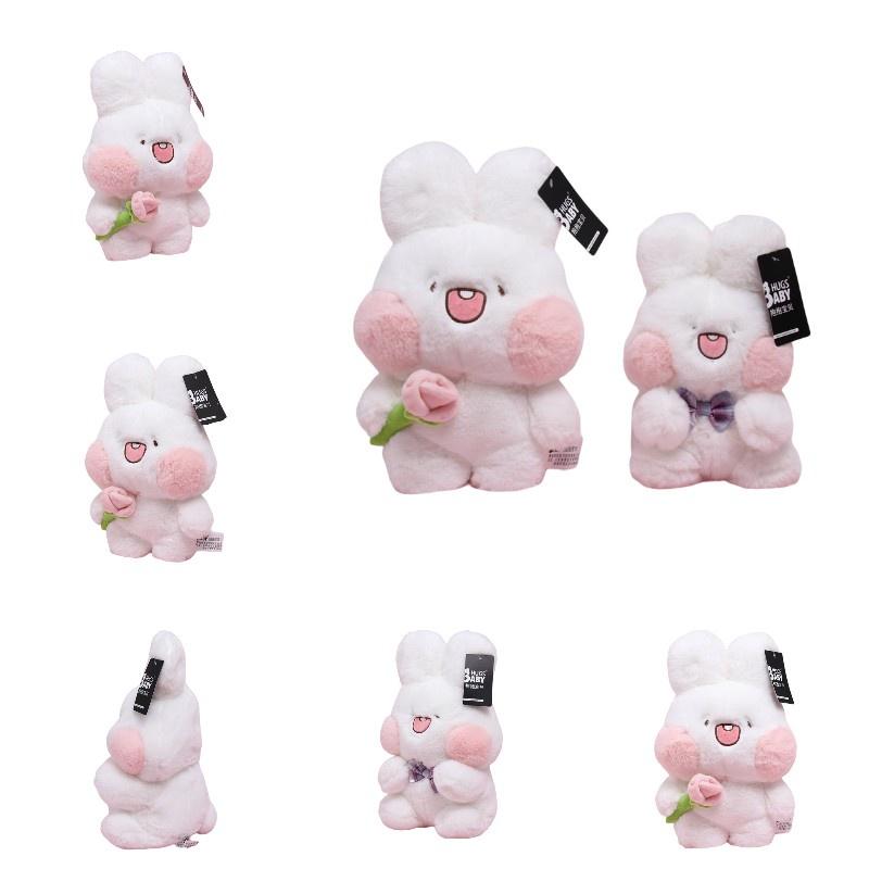 Adorable Plush Bunny Toy With Flower And Bowtie Decorations