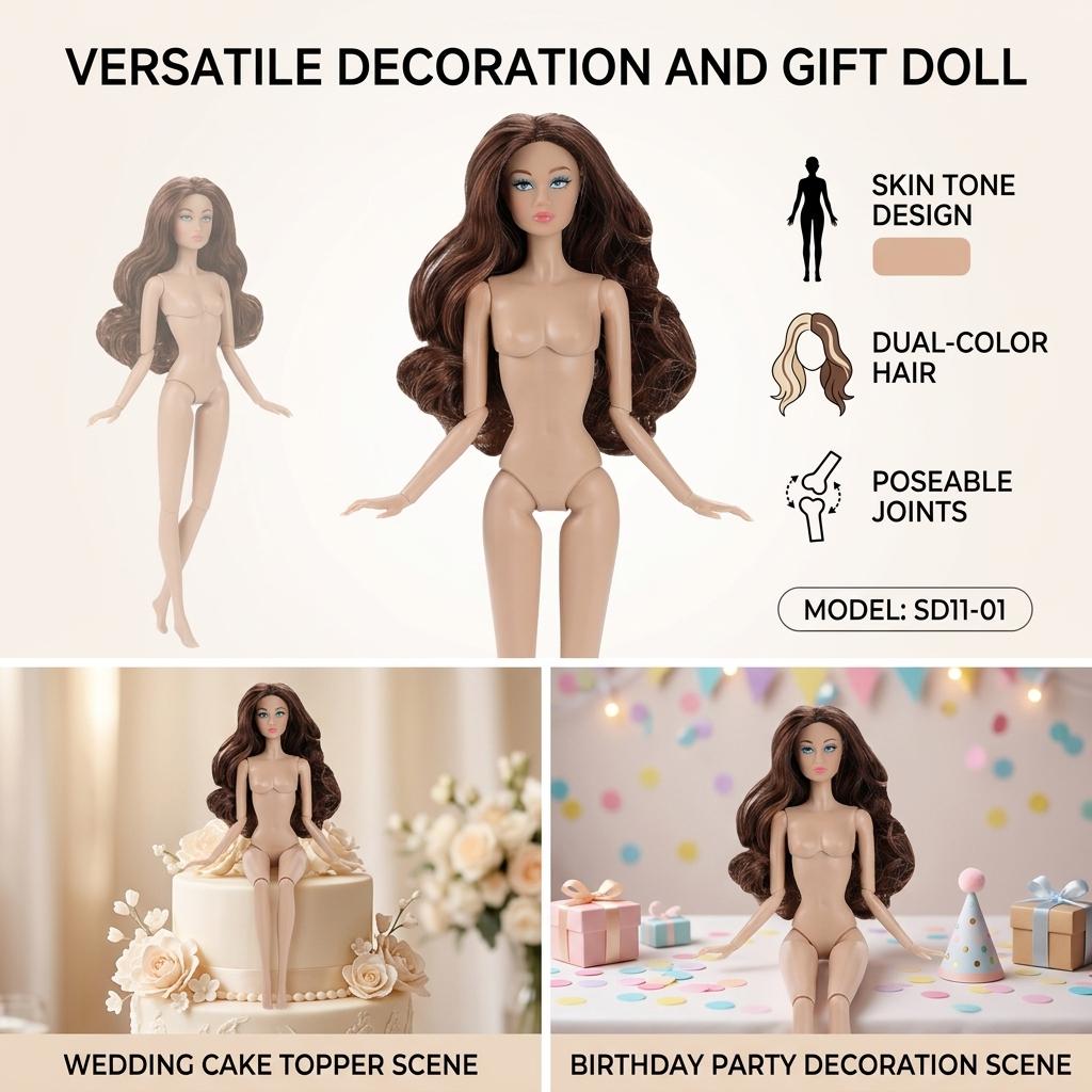 32cm PVC Fashion Doll Model With Dual Tone Nylon Hair And Flexible Joints For Photography Gift