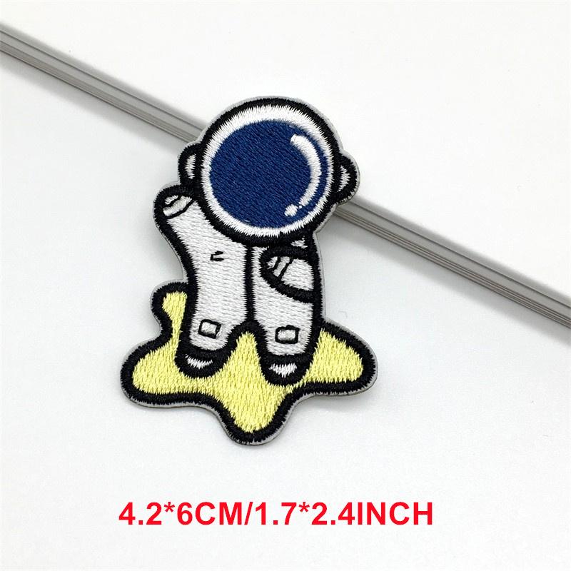 6Pcslot Cartoon Astronaut Patches On Clothes Sticker Self-Adhesive Stripes For Clothing Embroidery Patch Appliques Rocket Badge