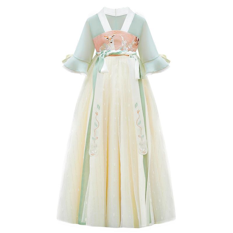 Kız Hanfu antik kostüm çocuk Çin tarzı küçük kız elbisesi Tang elbise prenses etek ulusal kostüm çocuk
