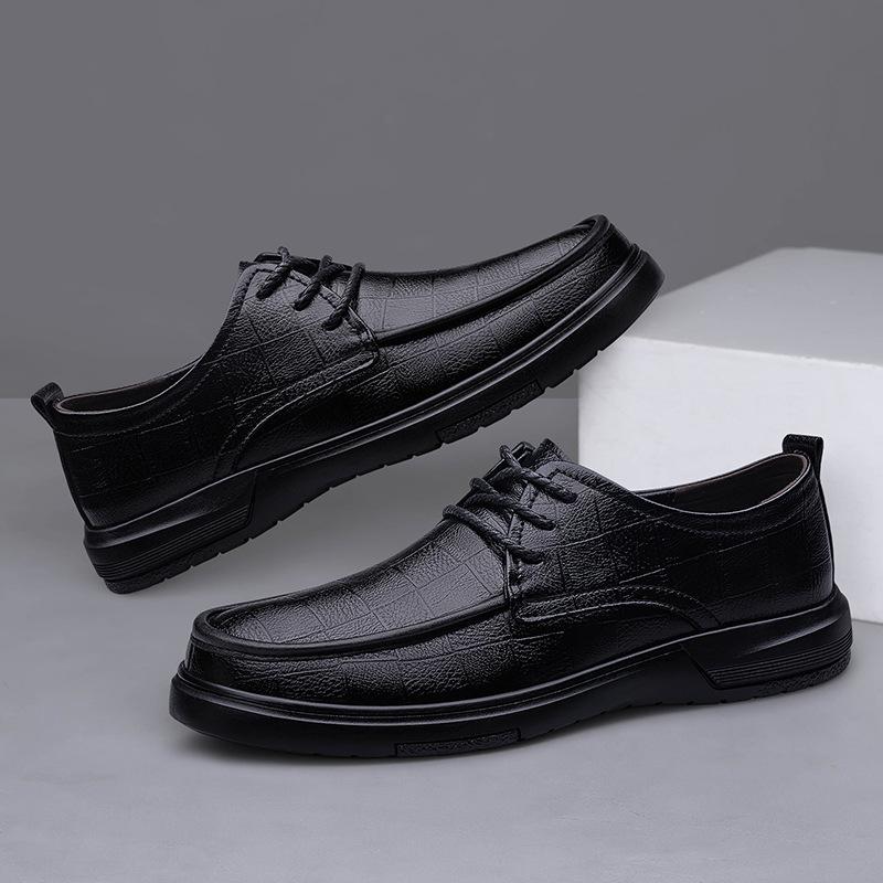 Herren Schnür-Loafer aus echtem Leder - Bequeme Rindsleder Business-Schuhe