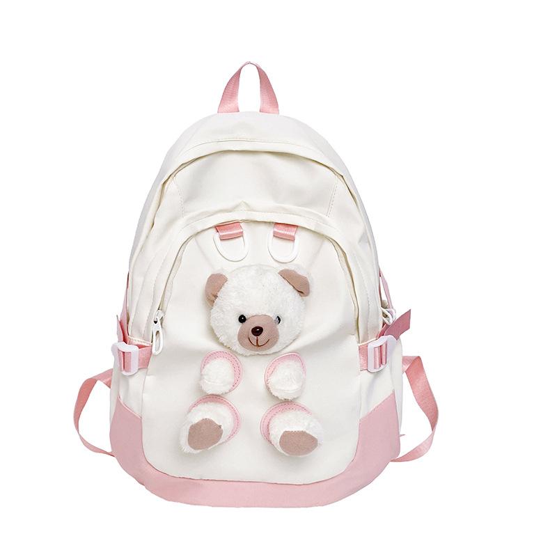 New Bear Backpack With A Stylish Design Large Capacity Versatile Student Backpack Cute Women'S Backpack