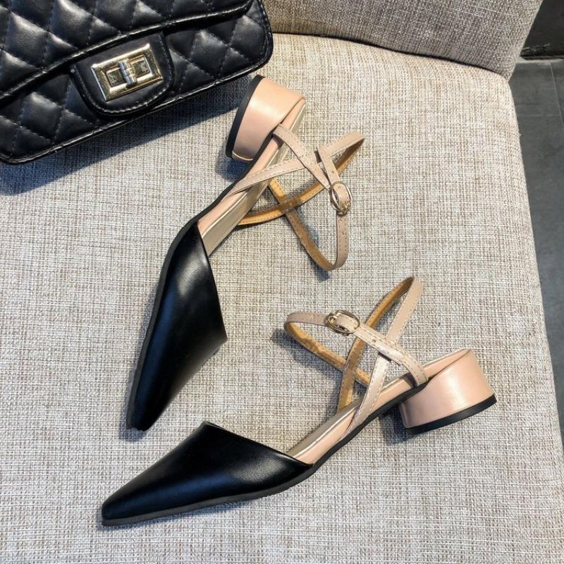 Spring Sandals 2026 New Fashion Versatile High Heels Pointed Elegant High-end Women Shoes Thick Heels Summer French Style Pumps