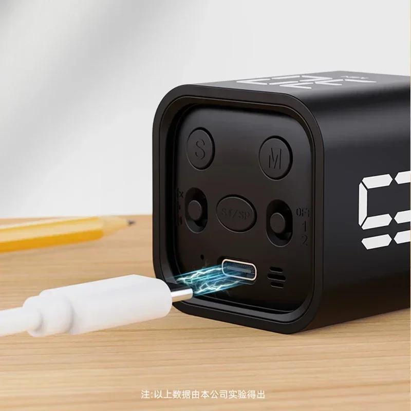 Mini Digital Timer Gravity Sensor Flipping LED Display 4 Preset Time Dual Modes Countdown Cooking Study Productivity Cube Timer