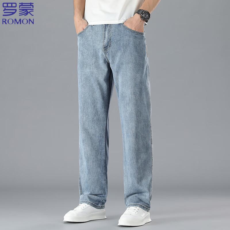 ROMON Men's Relaxed Fit Straight Leg Business Casual Stretch Jeans