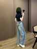 2026 Sommer Damen Trendiges Streetwear Set: Stilvolles Rundhals-Kurzarm-Oberteil & Weitbeinige Jeans