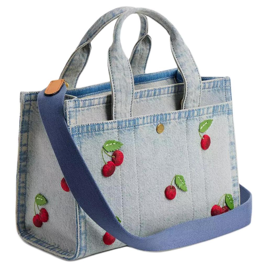 Coach Torba Utility Cargo 26 z haftem wiśniowym, dżinsowa ze skórą Vachetta, średnia, damska, tote bags CDZ31-B4EI