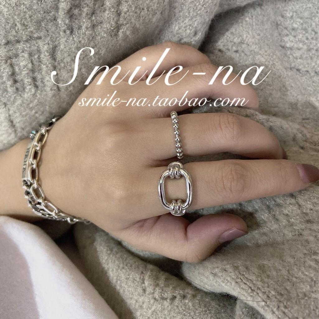 Eleganter Koreanischer Design 925er Sterlingsilber Minimalistischer Geometrischer Offener Ring Für Damen