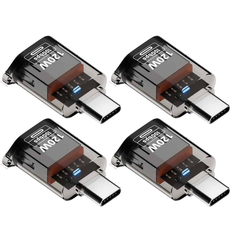 4-1PCS USB C To USB A Male To Female Phone Adapters 120W High-speed Data Transfer Converter for Samsung IPhone 16 15 IPad Tablet
