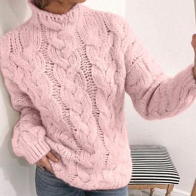 Damenmode, lässig, Herbst/Winter, einfarbig, mit langem Ärmel, halber Rollkragenpullover