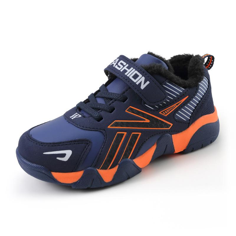 Autumn and Winter Classmates 11 Years Old Sports Shoes Children's Cotton Shoes Boys Fleece Warm Boys Non-slip Travel Shoes