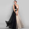 European and American Style Contrast Color Sleeveless Maxi Dress Evening Gown
