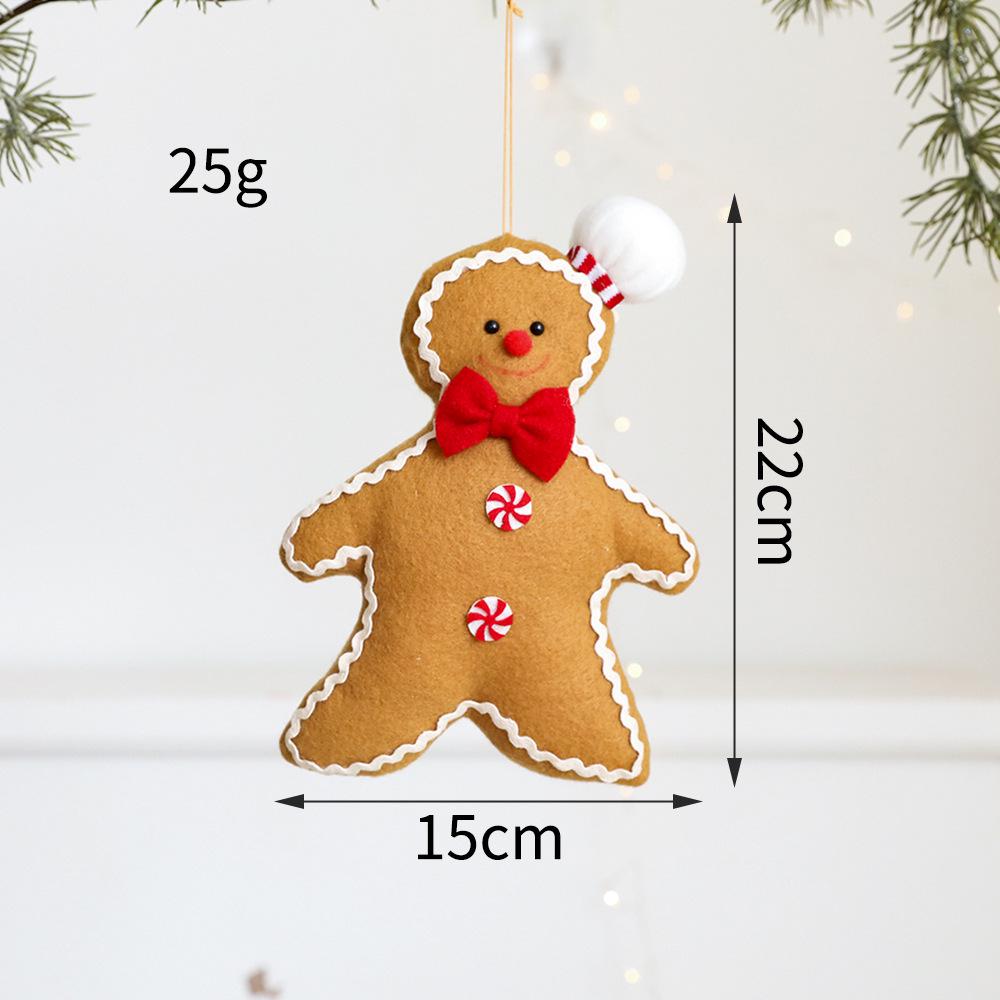 Gingerbread Man Plush Pom-Pom Christmas Tree Ornament