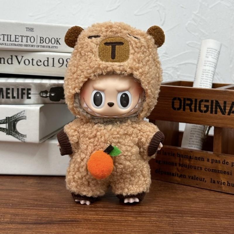 Doll Clothes For 17CM Labubu Capibara Set Jumpsuit Kawaii Headwear Camera 3PCS/Pack Plush Cotton Doll Dress Up Game Decoration