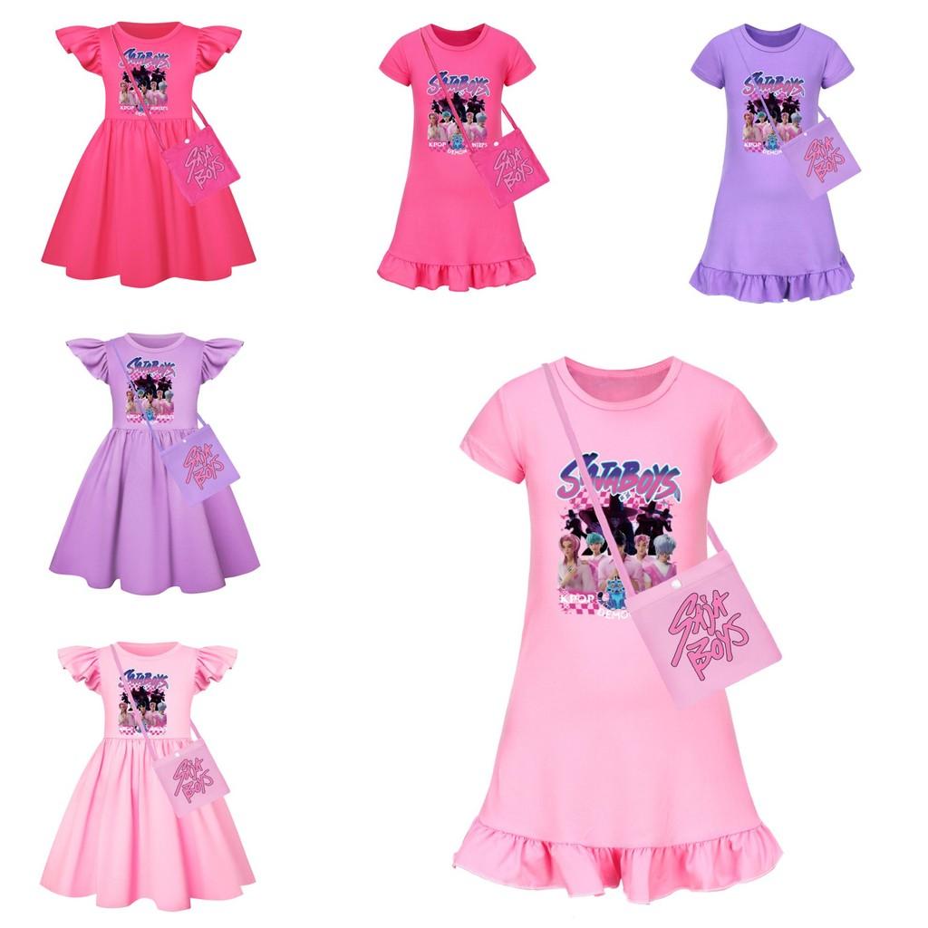 Hunters Kpop Demon Short Sleeves Sleep Dress For Kids Bedroom Clothing Gift