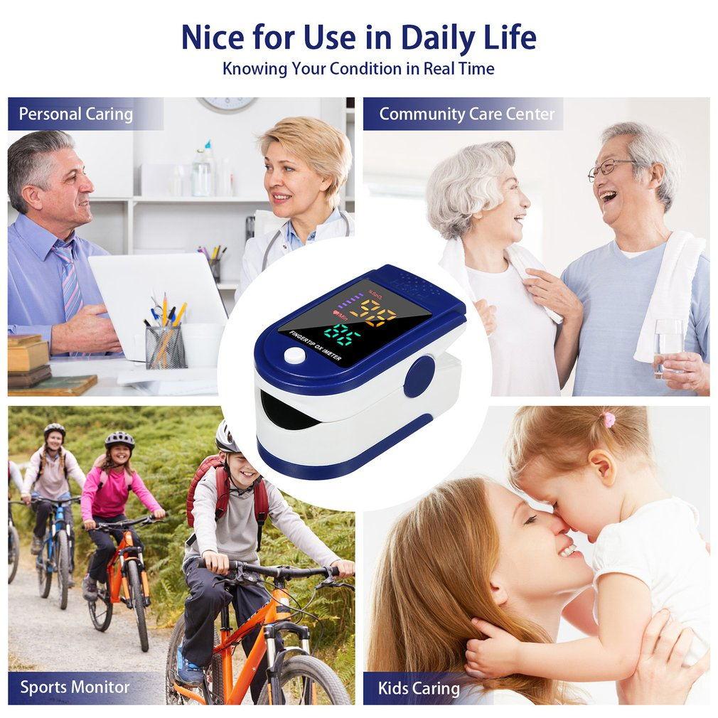 Fingertip Pulse Oximeter Blood Oxygen Saturation & Heart Rate Monitor with Lanyard 2-way OLED