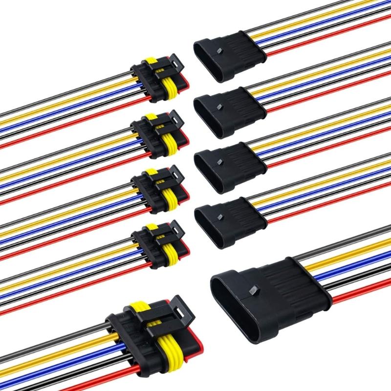 5Pcs Automotive Connector Male Female Electrical Connector Plugs with Wire for Car Truck Boats Other Wire Connection