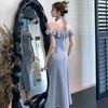 Elegant French-Style One-Shoulder Summer Dress for Women - Slimming, Waist-Cinched, Long, Hip-Hugging Design