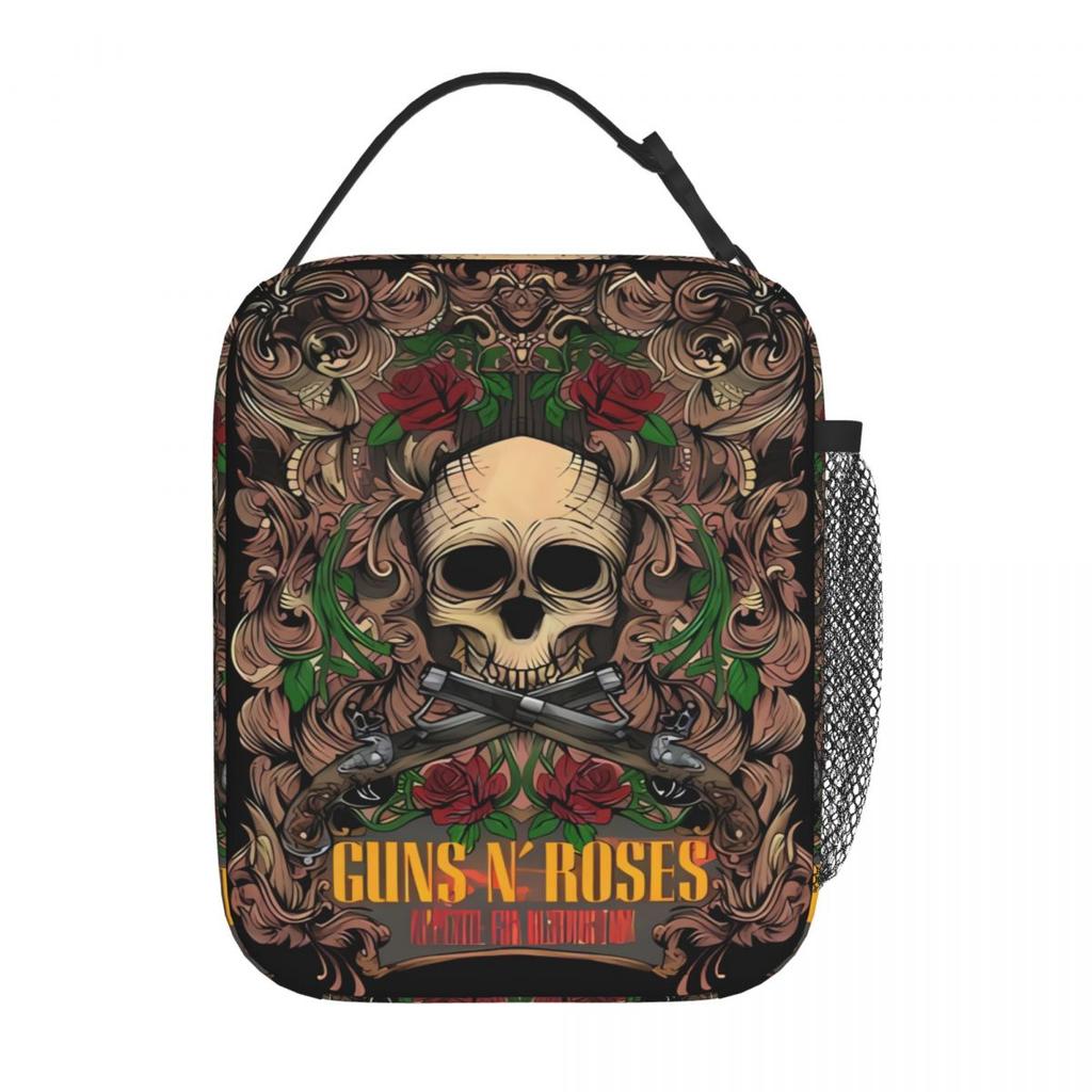 Guns N Roses Band Lunch Bag Retro Lunch Box School Portable Thermal Lunch Bags Graphic Cooler Bag