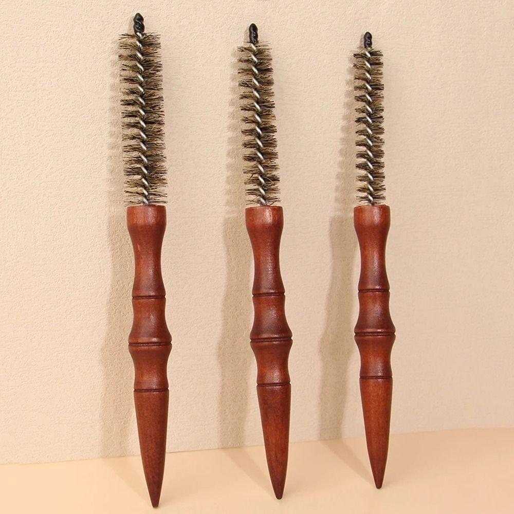 Massivholzgriff Holz-Haarwickler Wildschweinborsten Salon-Stylingwerkzeug Reise-Styling