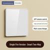 Smart White Glass 2-Gang Switch Panel, Single Fire, Voice-Controlled, Mijia APP Compatible.