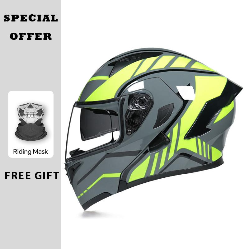 Black Red Motorcycle Helmets DOT Approved Flip Up Moto Helmet Flip Up Full Face Helmet Dual Lens Modular Helmet Factory Price
