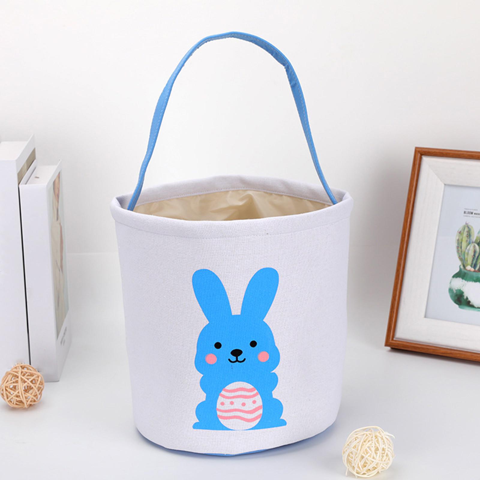 

Пасхальная корзина Фестивальный кролик с принтом холста Подарочная сумка для яиц Подходит для улицы и праздничных подарков Сумка для конфет One Size синий