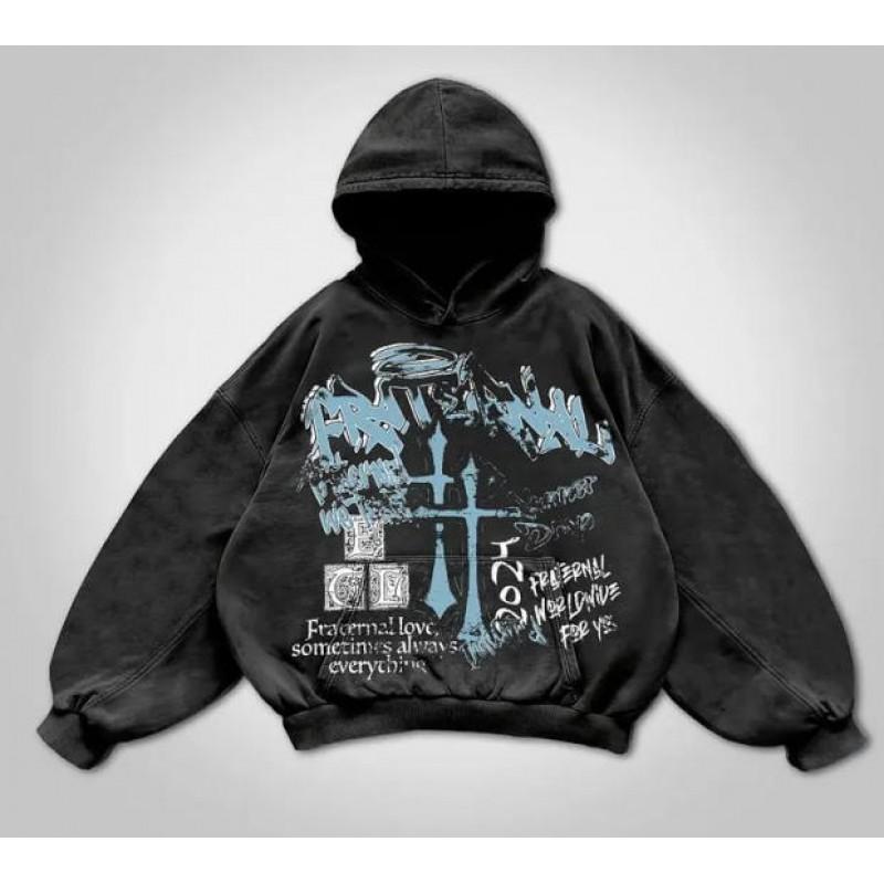 Sweat à capuche unisexe surdimensionné Streetwear Impression 3D Manches longues Pull Haut décontracté Adolescents Adultes