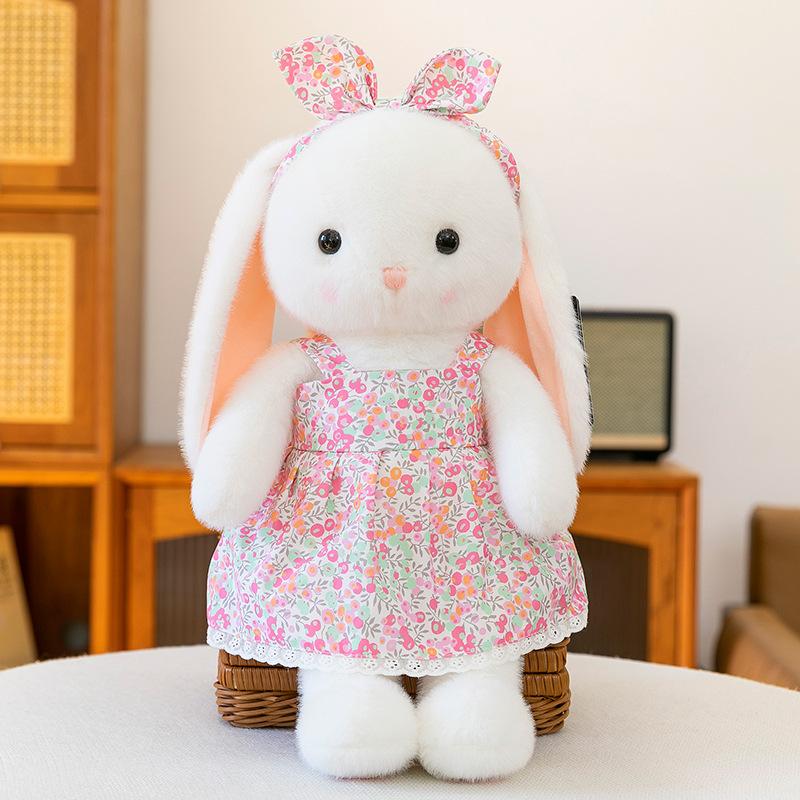 Super Cute Colorful Rabbit Plush Toy Girl Birthday Gift Flower Skirt Rabbit Doll Sleeping Pillow Healing Bay Window Decoration
